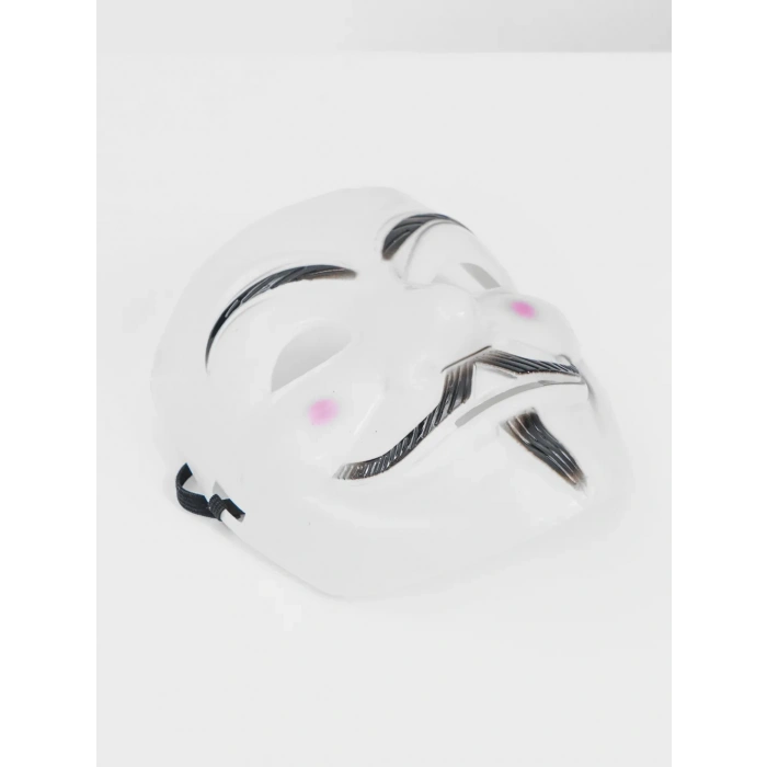 Beyaz Renk Pembe Yanaklı İthal V For Vendetta Maskesi (5047)