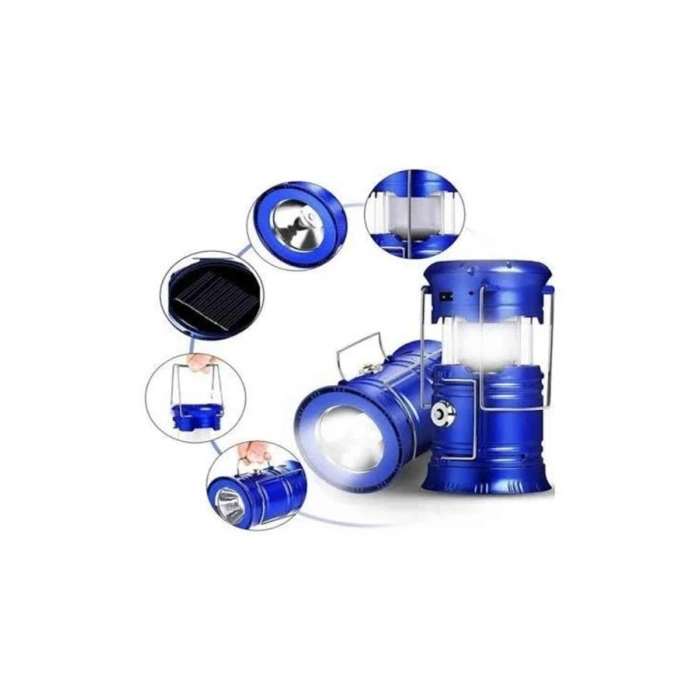 Büyük Boy Güneş Enerjili Kamp Feneri Işıldak Lamba USB Şarjlı