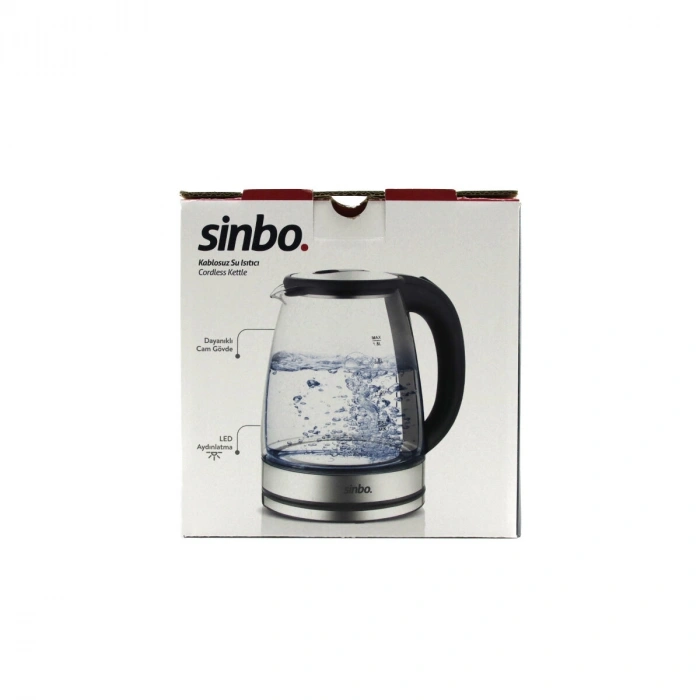 CAM - LEDLİ KETTLE 1.8LT  GİZLİ REZİSTANS - KABLOSUZ 360 DERECE GÖVDE 1500W SK-8033 (5047)