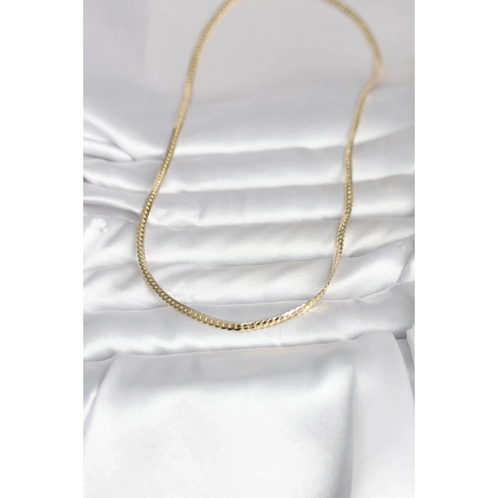 CM 14K Gold Renk Yassı Zincir Model 45 cm Kadın Kolye