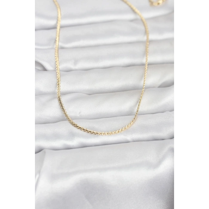 CM 14K Gold Renk Yassı Zincir Model 60 cm Kadın Kolye