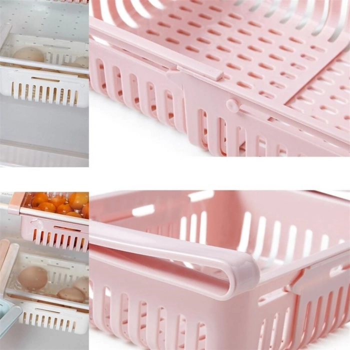 Çok Amaçlı Uzayıp Kısalabilir Buzdolabı Düzenleyici Sepeti Rafı (5047)