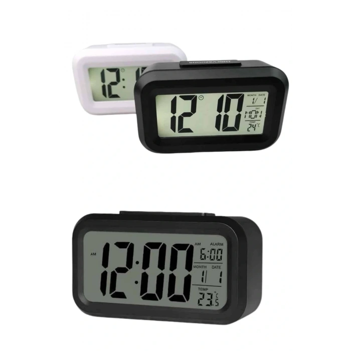 Dijital Masa Saati Termometreli Takvim Çalar Saat Led Ekran Pilli