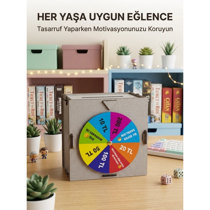 Eğlenceli Tasarruf Çarklı Felek Ahşap Para Biriktirme Kutusu