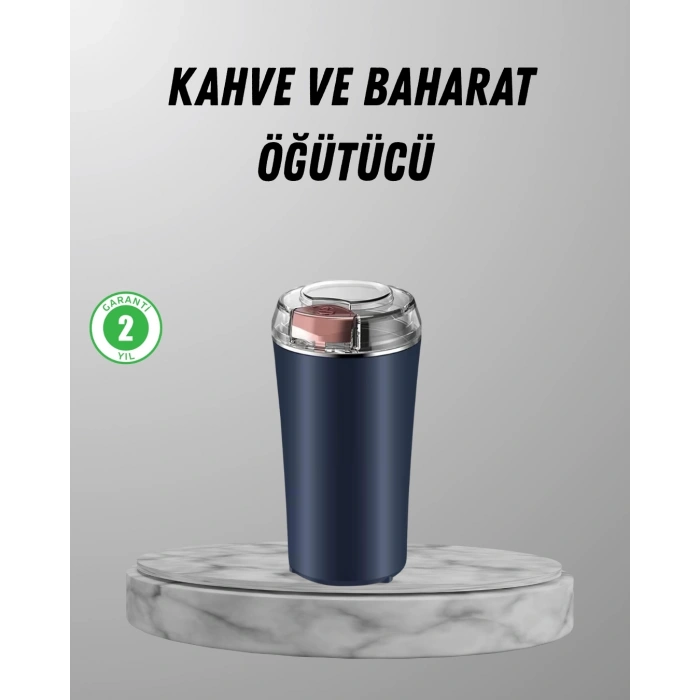 Elektrikli Kahve ve Baharat Öğütücü – Güçlü Motor, Paslanmaz Çelik Gövde, Kolay Temizlik