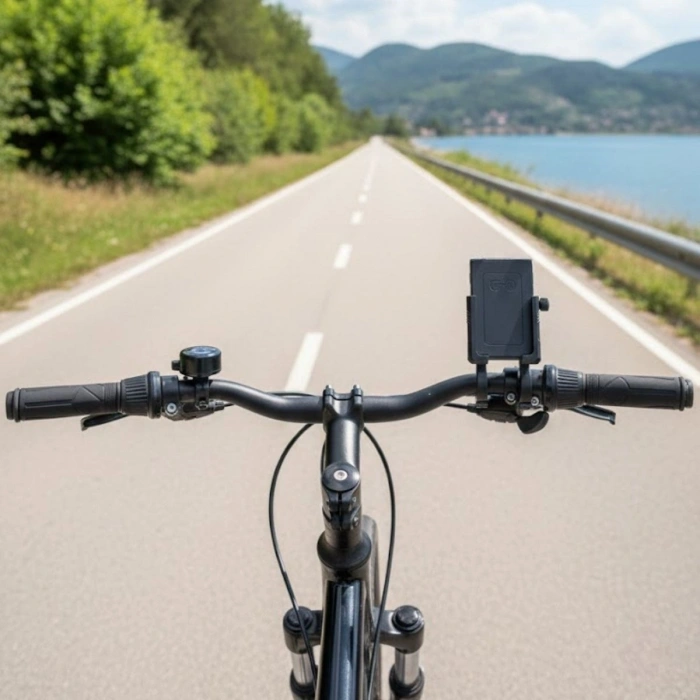 Evrensel Motosiklet Telefon Tutucu – Kaymaz, Kilitlenebilir Güvenli Tutuşlu, 360° Ayarlanabilir Gidon Bağlantılı Akıllı Telefon Aparatı (5047)