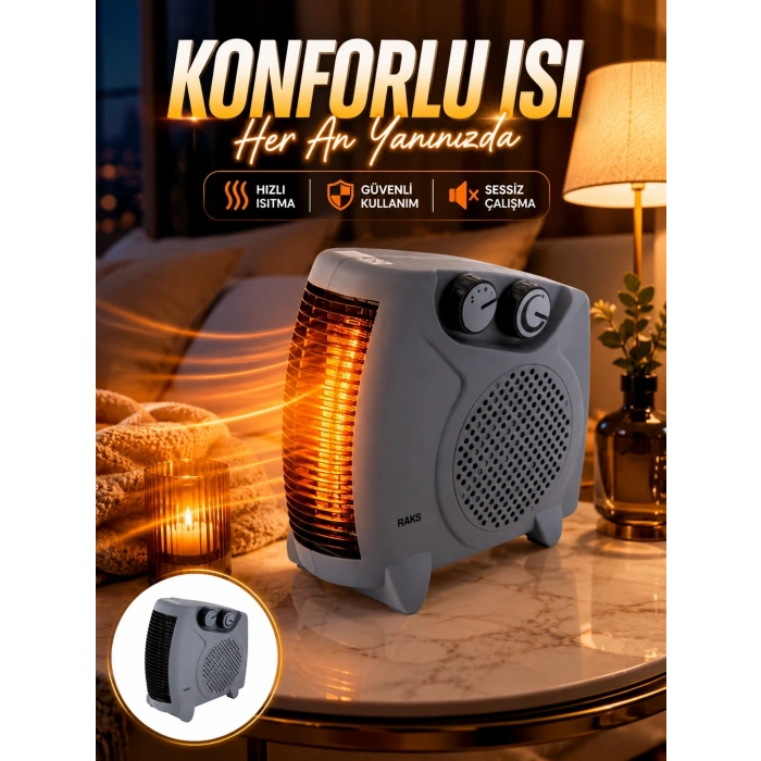 Fanlı Oda Isıtıcısı Termostat Kontrollü Soğuk Hava Üfleme Modu