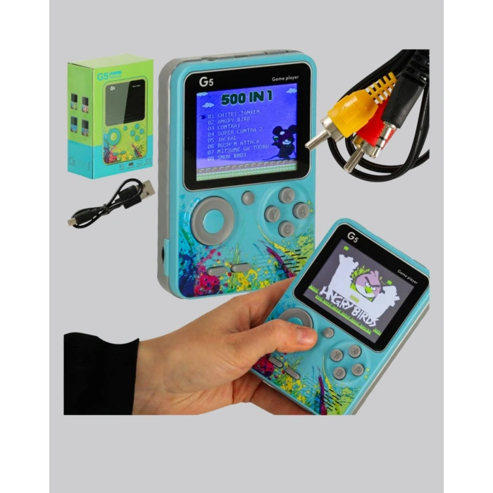 G5 Retro Oyun Konsolu 500 Klasik Oyunlu 3 İnç HD Ekran ve TV Bağlantılı