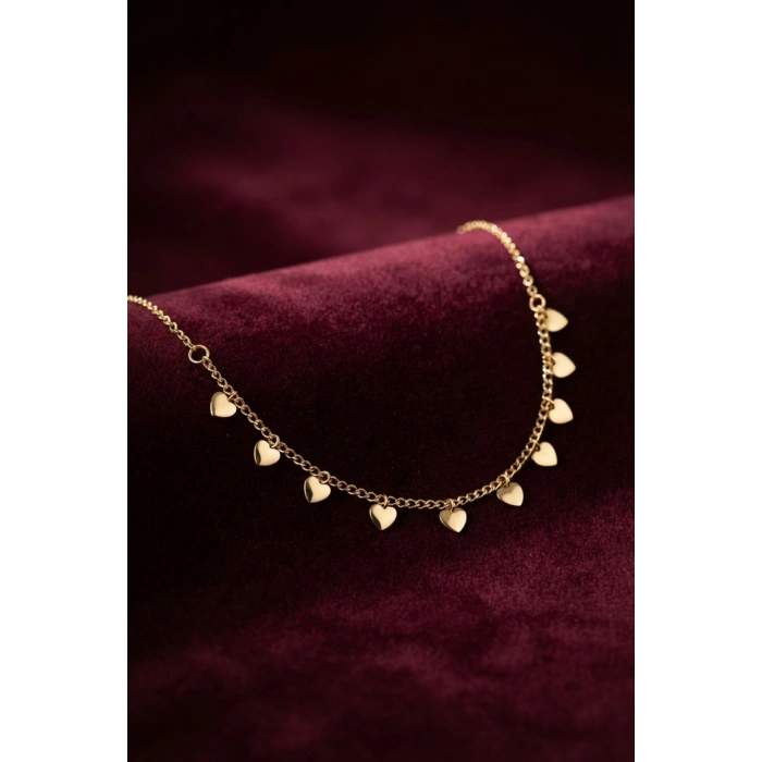 Gold Pirinç Kalp Model Kadın Kolye