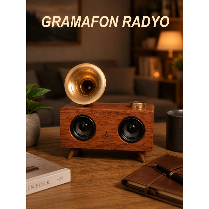 Gramafon Nostaljik Radyo Yüksek Ses Kalitesi USB TF Kart Aux