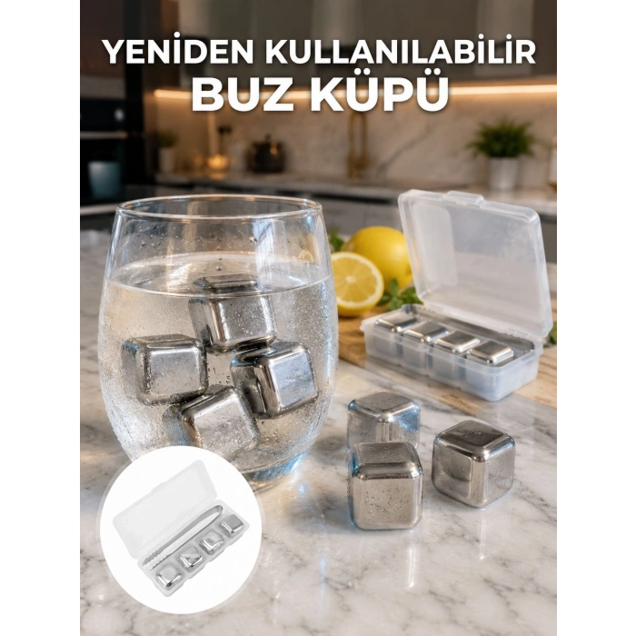 Hızlı Soğutma Özellikli Paslanmaz Metal Buz Küpü Takımı