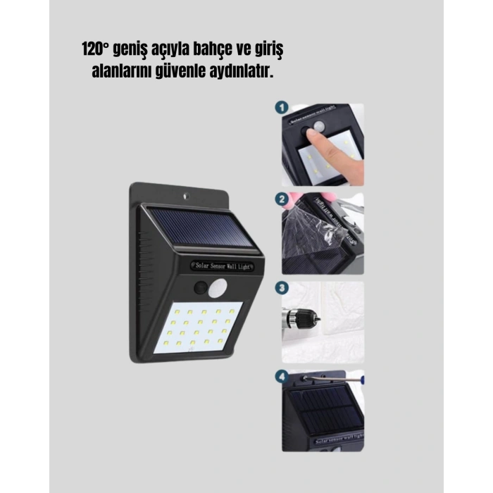 IP65 Dayanıklı Solar Enerjili Dış Cephe Aydınlatma