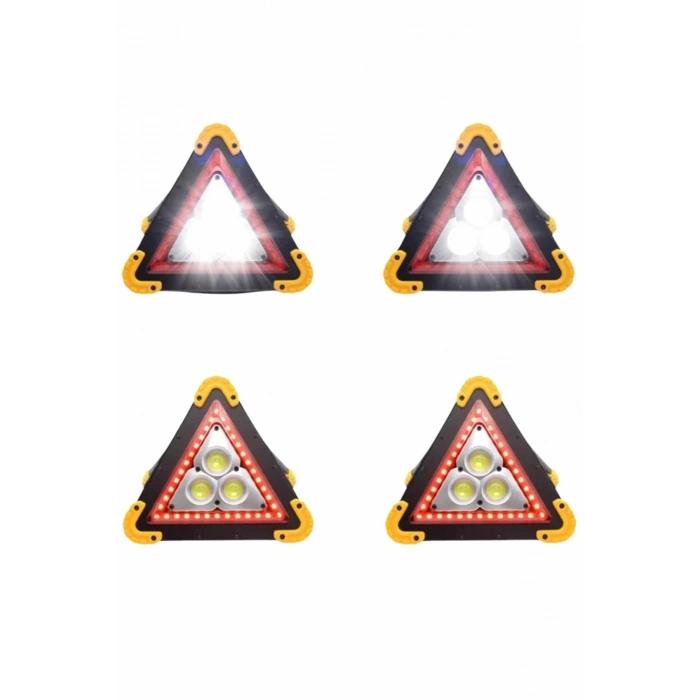 Işıklı İkaz Lambası Reflektör Şarjlı Işıklı Üçgen LED Acil Durum Feneri