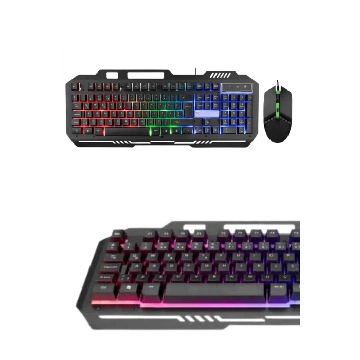 Işıklı Oyuncu Q Klavye Mouse Seti Siyah  Oyuncu Klavye