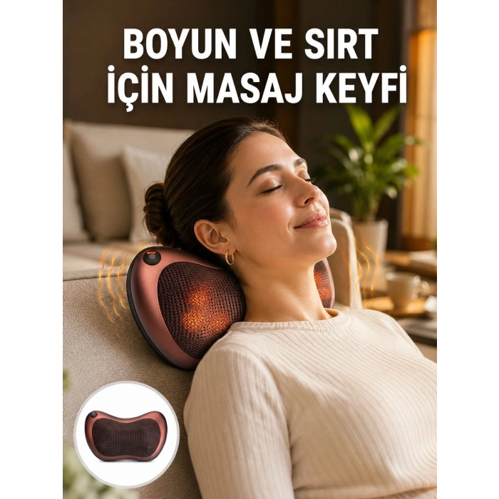 Isıtma Özellikli Derin Yoğurma Masaj Yastığı Priz & Çakmak Girişli
