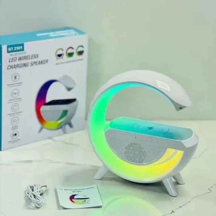 Kablosuz Telefon Şarj Bluetooth Hoparlör Istasyonu Ses Rgb Atmosfer Gece Işık Bt-2301 (5047)