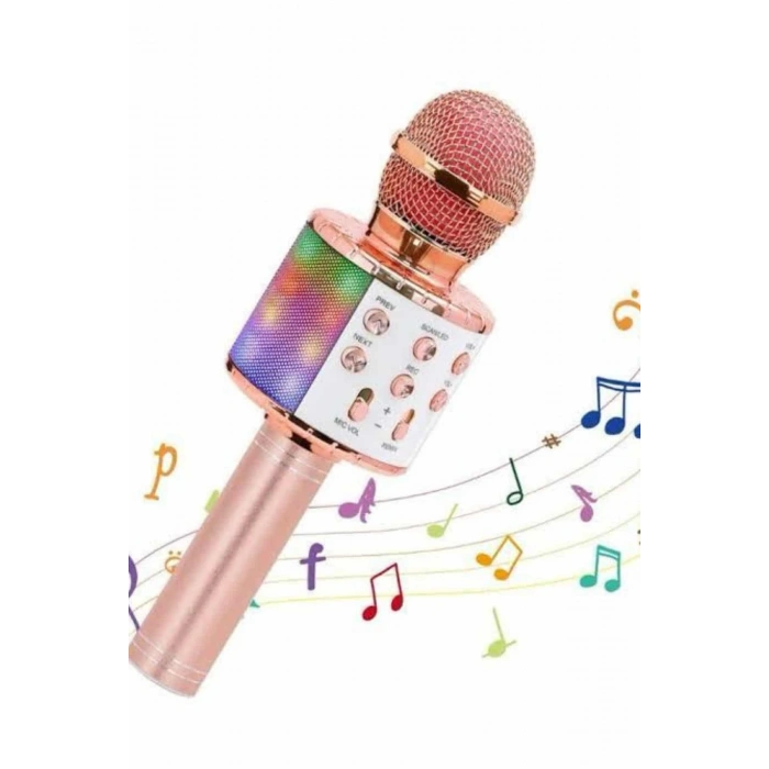 Karaoke Mikrofon Bluetooth Bağlantılı Aux Girişli Uzun Pil Ömrü Yüksek Ses Kaliteli