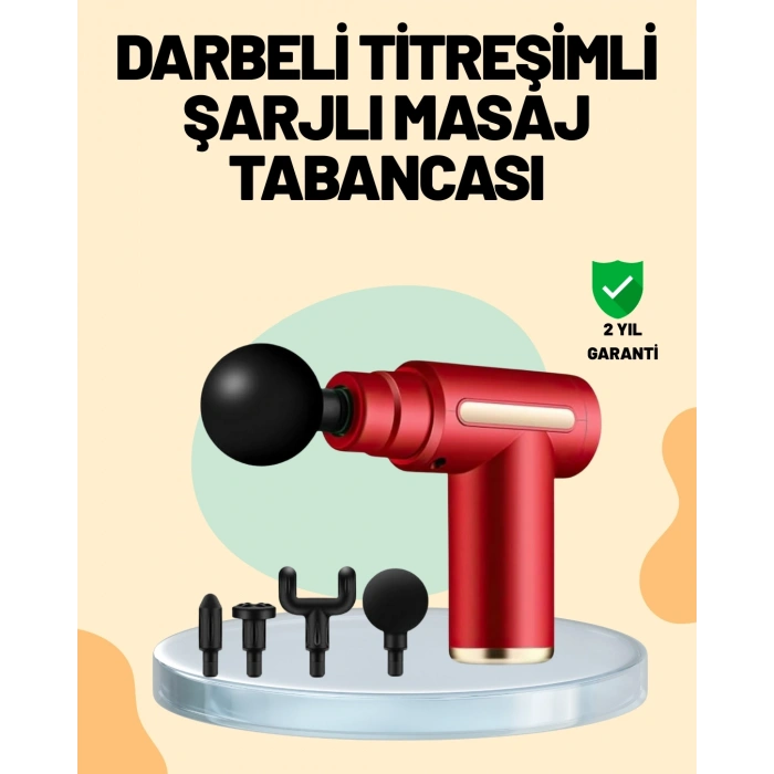 Kas Gevşetici Masaj Tabancası 4 Başlık ve Ayarlanabilir Hız
