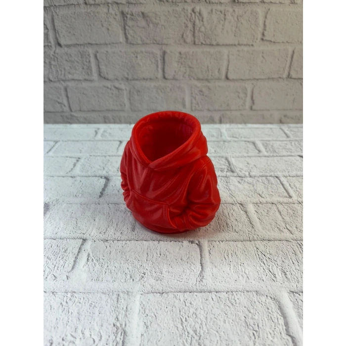 Kırmızı Hoodie Kalemlik 10x10 cm Masa Üstü Düzenleyici