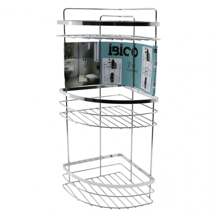 LAMALI   3 KATLI - ÜÇGEN   KROM   METAL  BANYO KÖŞELİK - DUŞKABİN RAF (5047)