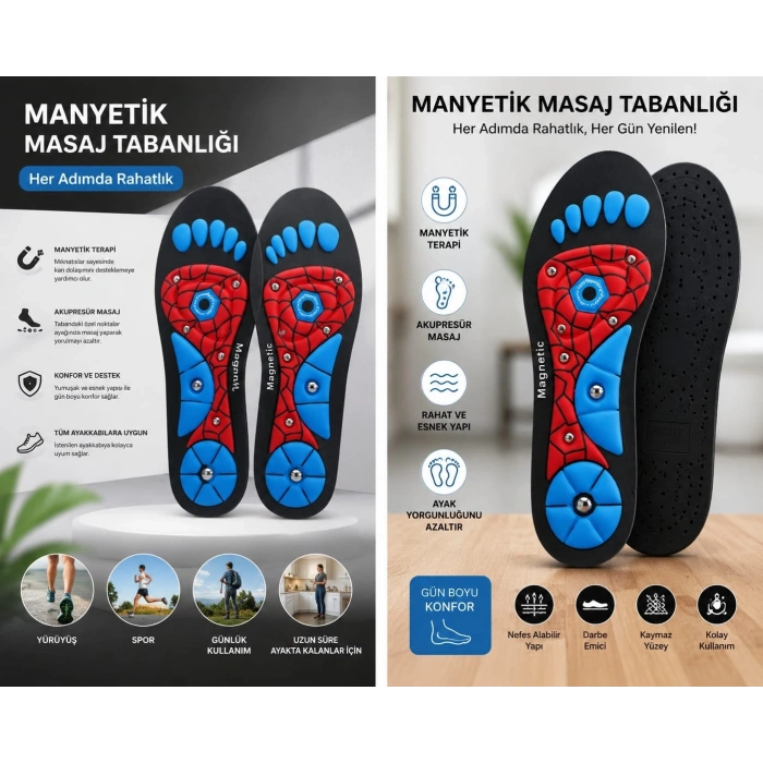 Manyetik Akapunktur Etkili Ayakkabı Tabanı M Beden 40-42 numara (0177)