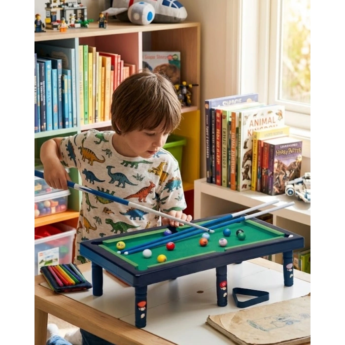 Mini Bilardo Oyunu Seti Evde Eğlenceli Masa Oyunu Çocuk ve Aile