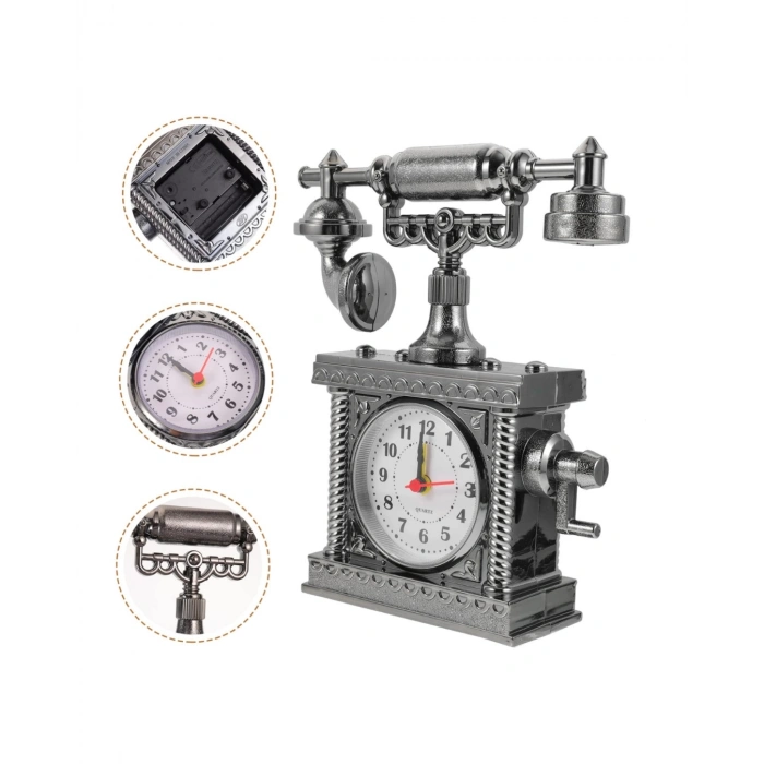 N8808B TELEFON ŞEKLİNDE ÇALAR SAAT GÜMÜŞ