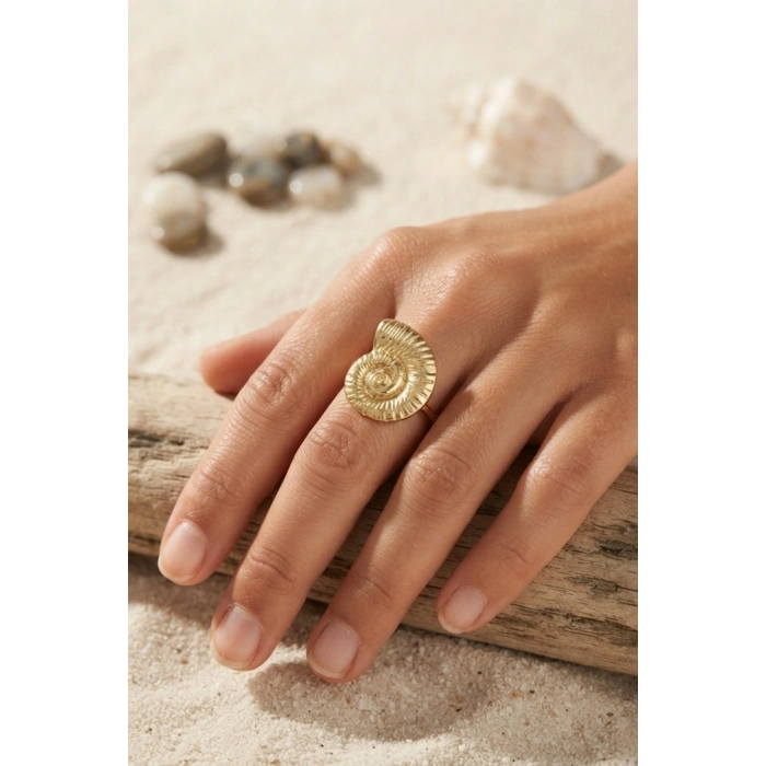Nautilus Tasarım Gold Renk Kadın Yüzük