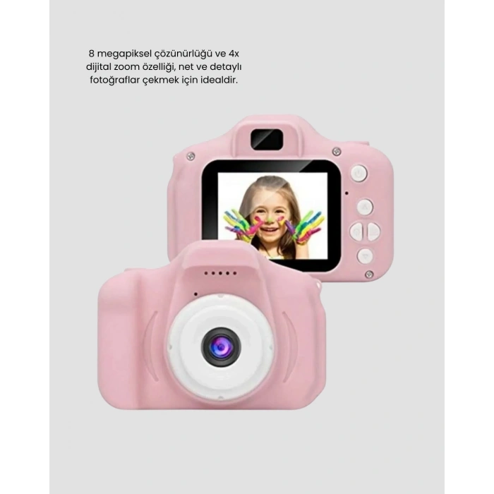 Pembe Mini 1080p HD Çocuk Kamera – 8MP, Video Kaydı,TF Kart Destekli