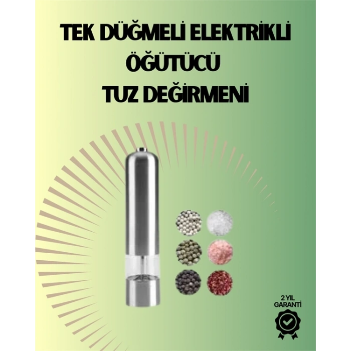 Pilli Otomatik Baharat Değirmeni Gıda Sınıfı Çelik Sessiz Öğütücü Alet