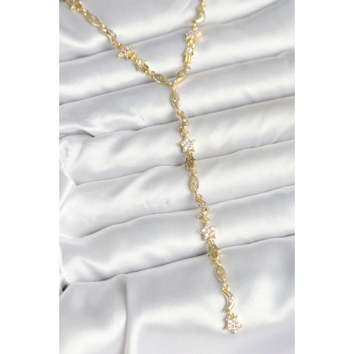 Pirinç Gold Renk Kadın Manifest Kolye