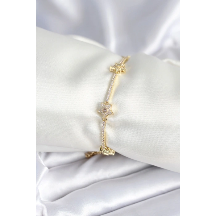 Pirinç Gold Renk Yıldız Model Kadın Bileklik