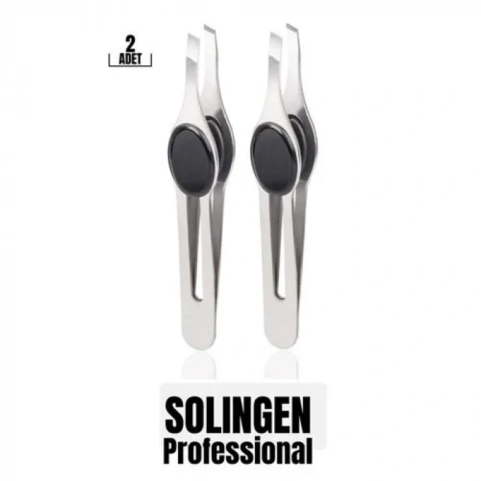 Profesyonel Kaş Cımbızı 2li Set  Çelik Düz Uçlu Tüy Alma Cımbızı Solingen Professional 718965