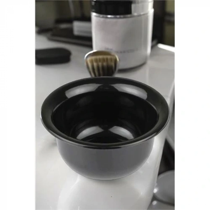 Profesyonel Siyah Tıraş Tası  - Berber Tipi Ergonomik Sabun Köpürtme Kabı -