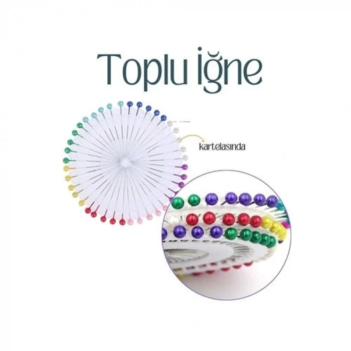 Renkli Başlı Toplu İğne 40 Adet