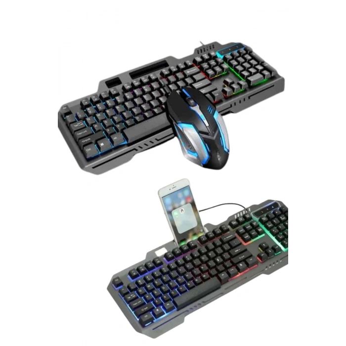 RGB Işıklı  Oyuncu Klavye Q Klavye Mouse Hediyeli