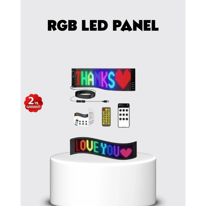 RGB LED Panel – USB Güç Girişli, GIF ve Yazı Gösterimli Akıllı Ekran