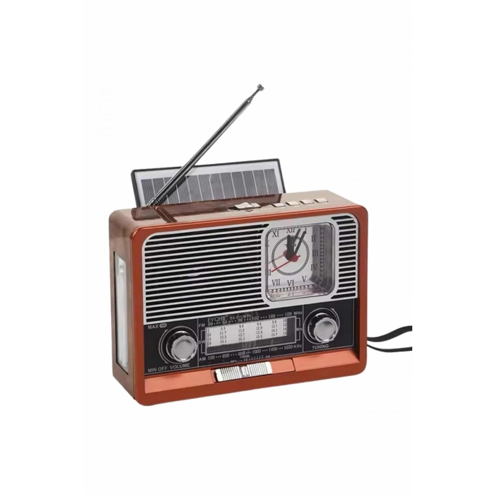 Saatli Fenerli Bluetooth Nostaljik Radyo AUX SD USB Girişli Bluetooth Hoparlör