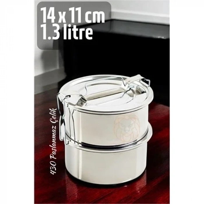 Sefer Tası Yemek Kabı Paslanmaz Çelik 2 Katlı 14 Cm 1.3 Litre 721365
