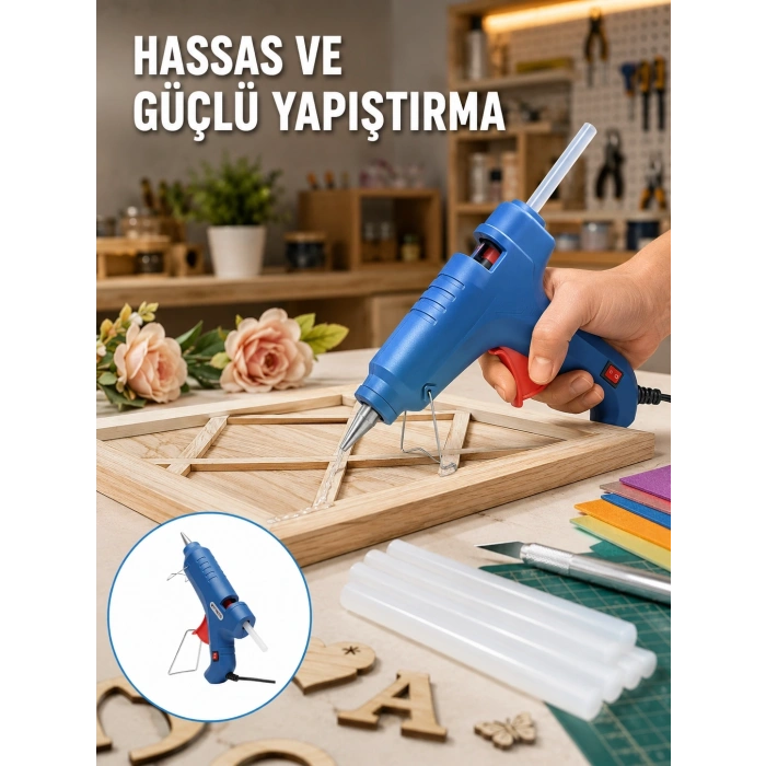 Sıcak Mum Tabancası 40W 5 Silikon Hediyeli Kolay ve Hızlı Yapıştırma