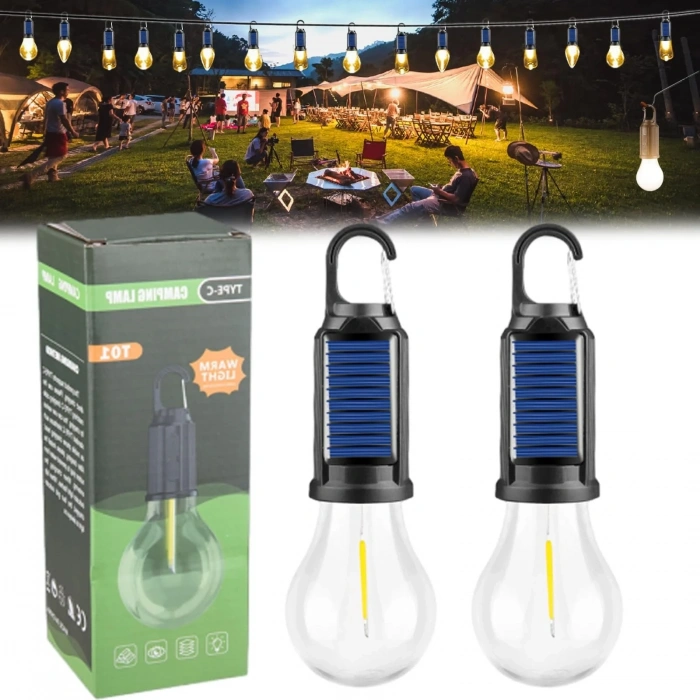 Solar Güneş Enerjili Led Ampul 3 Modlu Uzaktan Kumandalı Solar Camping Lamp (5047)