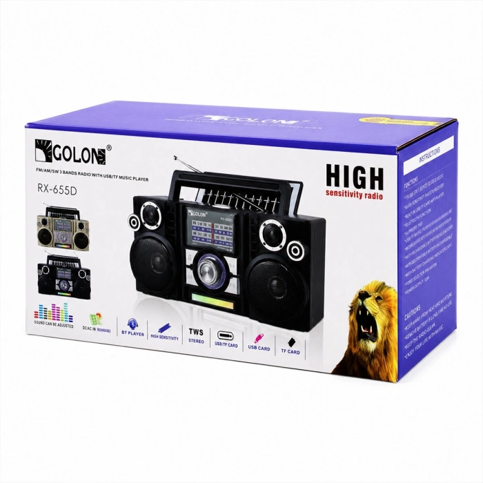 SOLAR PANELLİ ŞARJLI - HOPARLÖR BLUETOOTH İBRELİ FM RADYO MP3 USB - TF PLAYER SPEAKER RX-65SD PL-4706 (5047)