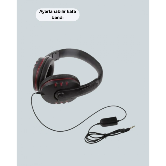 Stereo KırmızıKulaklığı Yumuşak Pedli Mikrofonlu