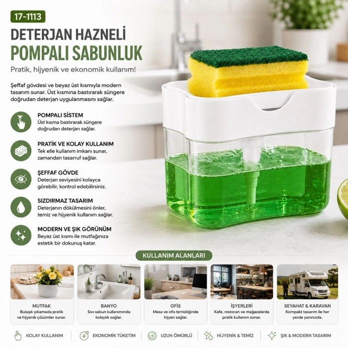 SÜNGER HEDİYELİ DETERJAN HAZNELİ POMPALI SÜNGERMATİK (5047)