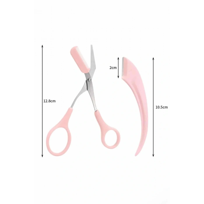 Taraklı Kaş Makası ve Ustura Seti Kaş Düzeltme Makası Kaş Bıyık Alma Aleti