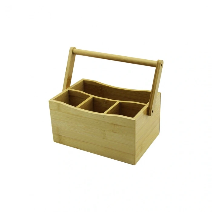 TAŞIMA KULPLU - 3+1 BÖLMELİ   TEZGAH ÜSTÜ  BAMBU - AHŞAP KAŞIKLIK (5047)