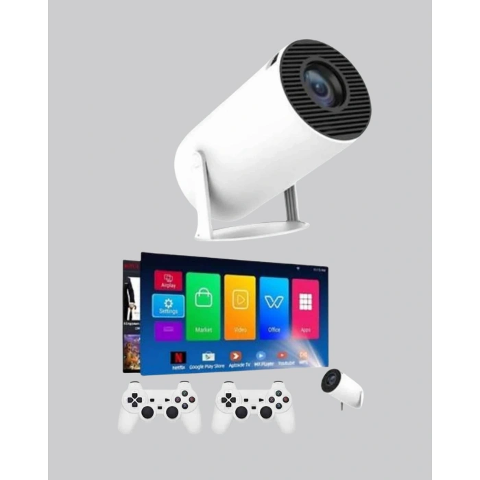 Taşınabilir Projeksiyon Cihazı 4K Destekli Wi-Fi Kablosuz Ekran Yansıtma