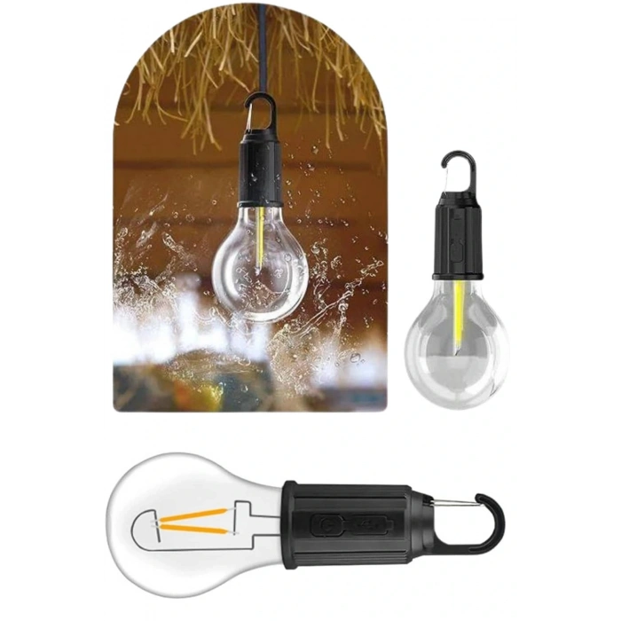 Taşınabilir Şarjlı Led Ampul Askılı Lamba Kamp Bahçe Lambası