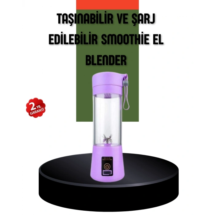Taşınabilir USB Şarjlı Mini Smoothie Blender 380ml Çelik lı Portatif