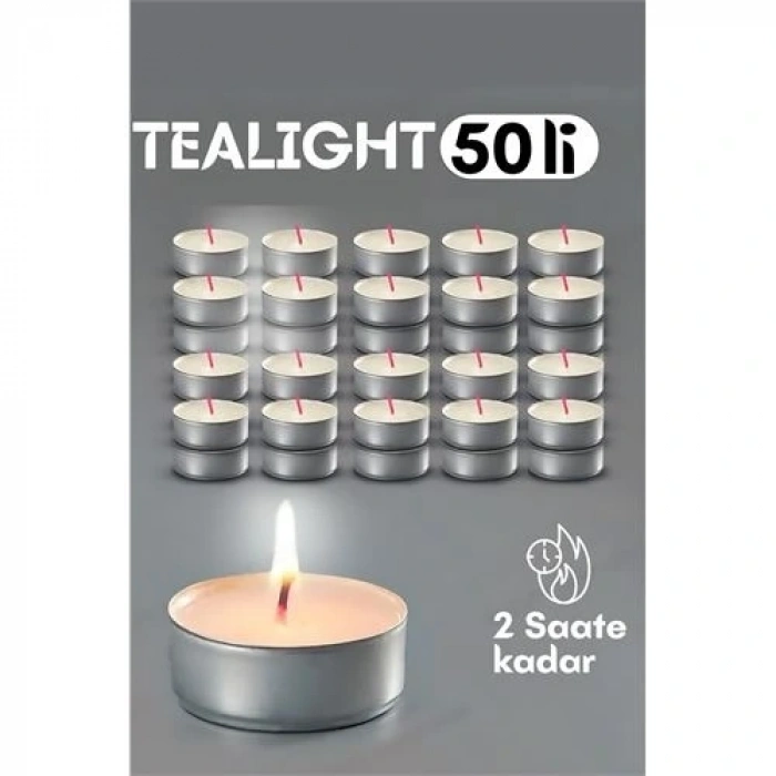 Tealight Mum 50 Adet - Kokusuz Dekoratif Mum
